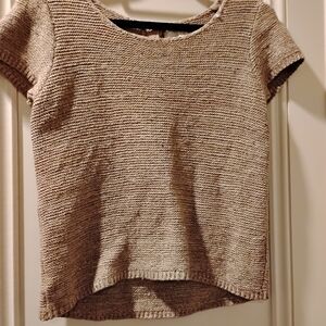 LOFT Textured Knit Blouse in Tan